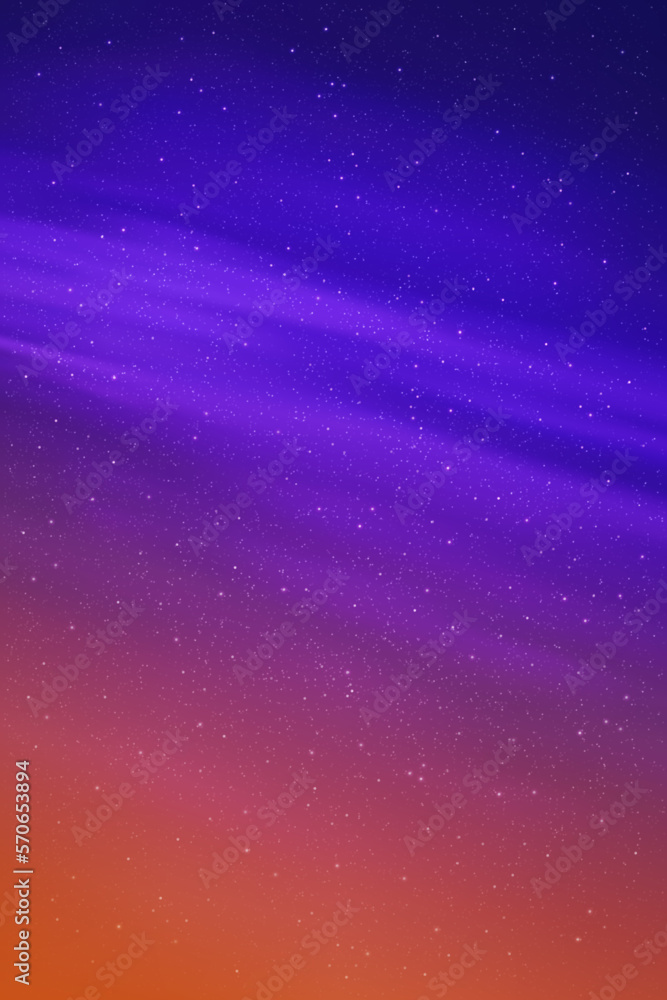 Obraz premium Night starry sky. Stars, cloud in space. Orange blue vertical backdrop