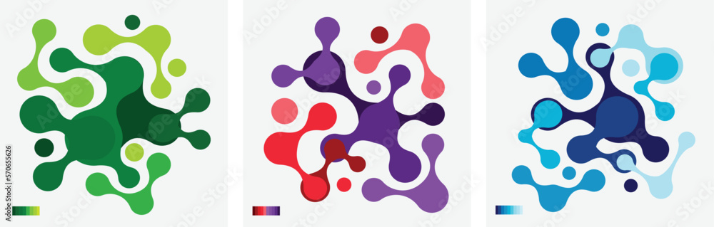 Abstract multicolour metaball pattern on grey background in square frame design. Vector illustration.