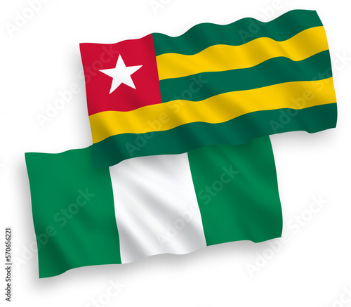 Flags of Togolese Republic and Nigeria on a white background