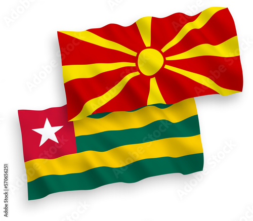 Flags of Togolese Republic and North Macedonia on a white background