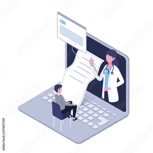 a isometric illustration of online doctor