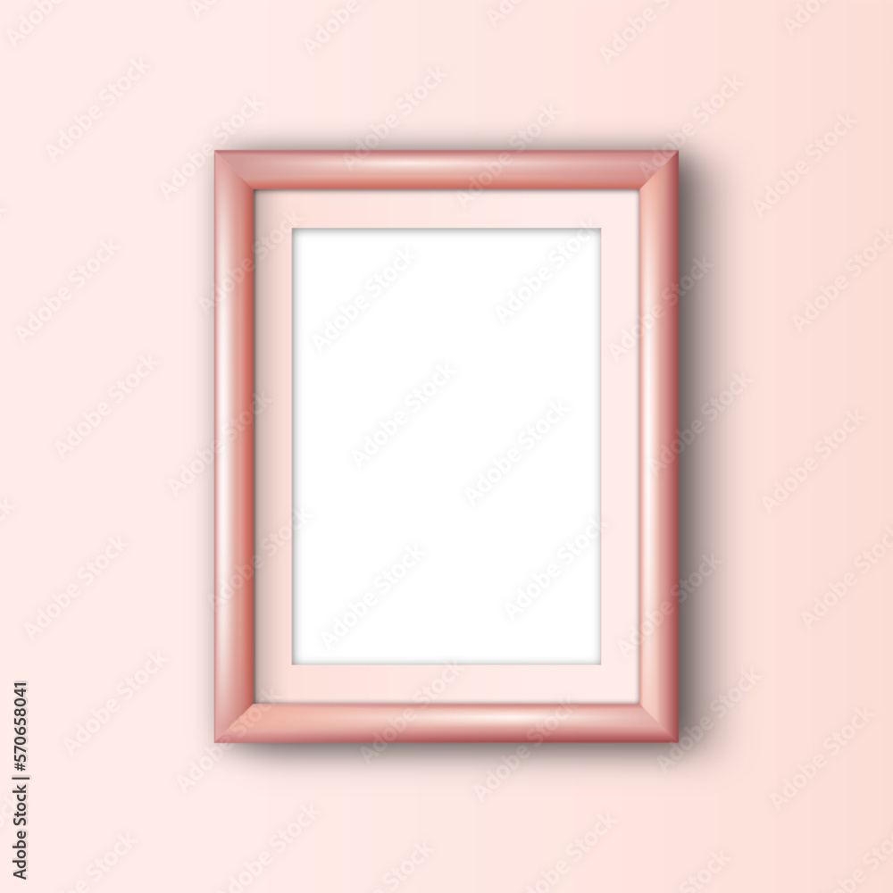 Realistic empty frame mockup for image placement. Apartment wall design with blanc frame in pink color for photo, picture, image display. Vector illustration. Realistic empty frame mockup for image placement. Apartment wall design with blanc frame in pink color for photo, picture, image display. Vector illustration.