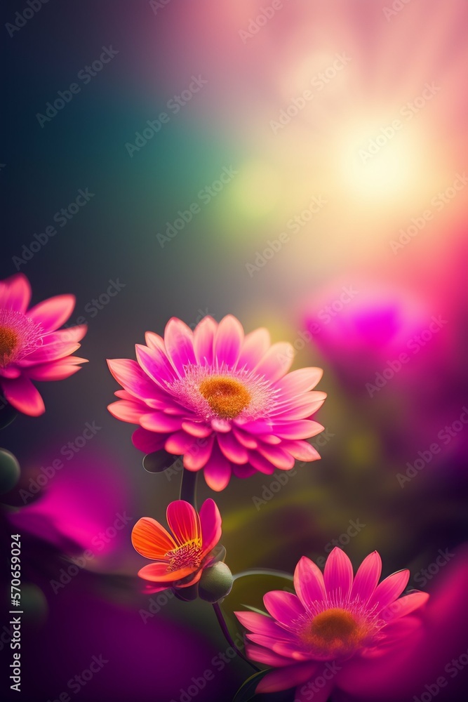 Fototapeta premium Abstract flower wallpaper, digital art illustration