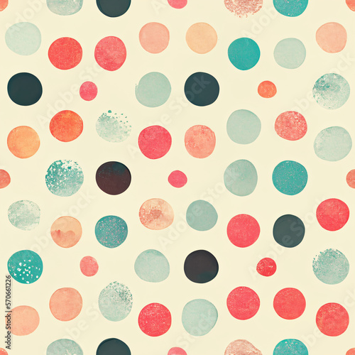 Seamless pattern of colorful dots of different sizes. dots of different colors and sizes seamless pattern for wallpaper or fabric. dots tile. Generative Ai