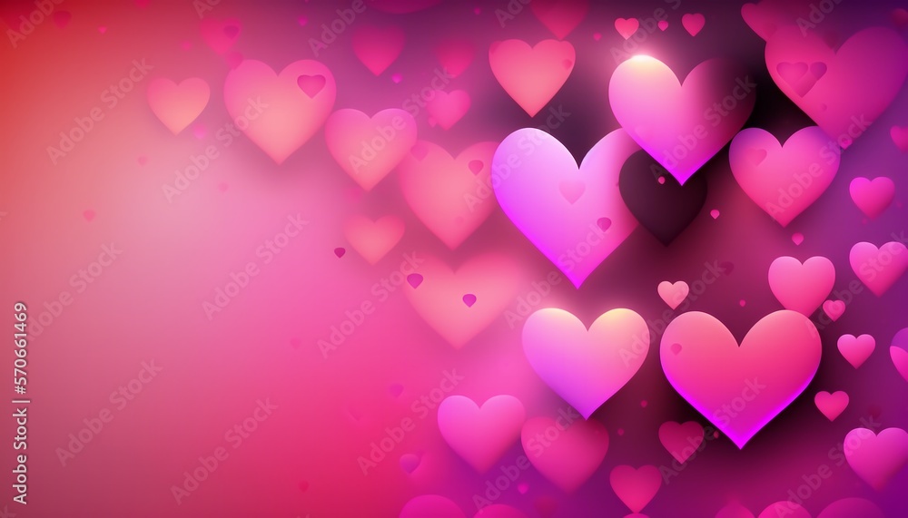 Background image of hearts on a pink background. Romantic atmosphere. Background for a text about love. Lots of hearts in the air on top of each other. Valentine's Day.