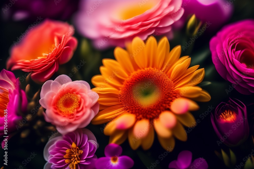 Obraz premium Abstract flower wallpaper, digital art illustration