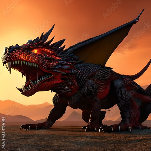 A terrifying fire-breathing dragon
