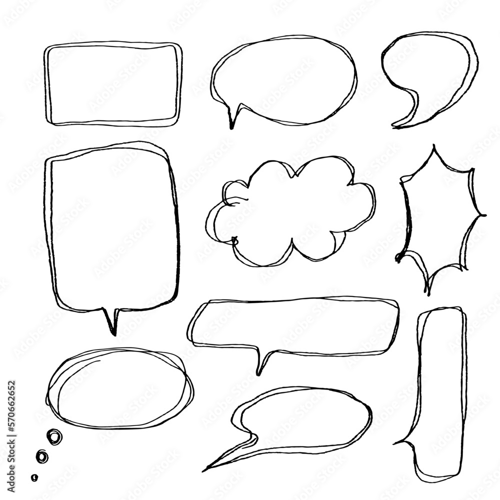Fototapeta premium Black and white speech bubbles, Bubble comic speech set, great design for any purposes. Sticker design. vector illustration.