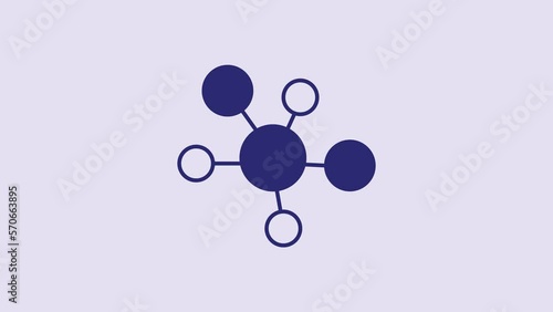 Blue Mind map infographic icon isolated on purple background. 4K Video motion graphic animation