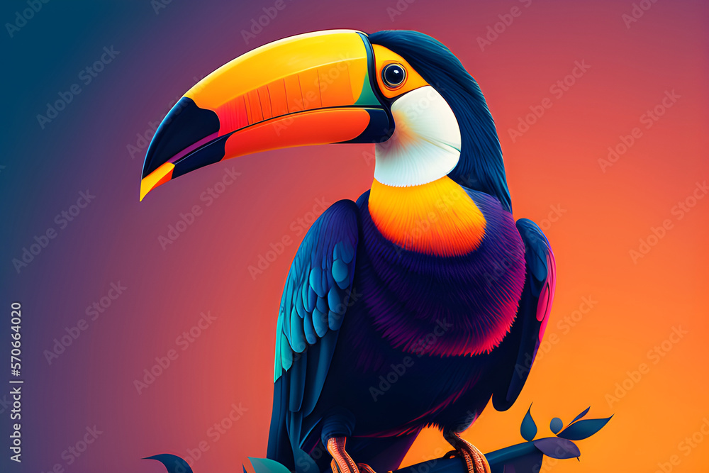 Obraz premium Heron in a Gradient Background - AI-Generated Art