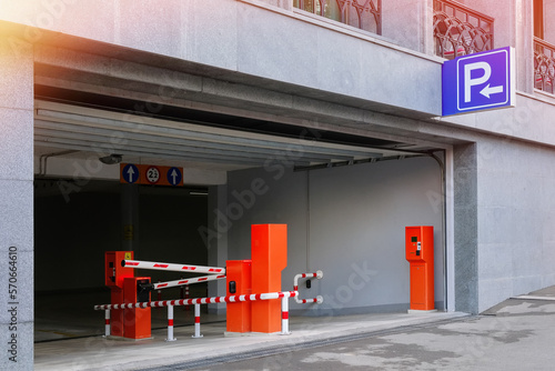 Fotografie An entrance to an underground parking
