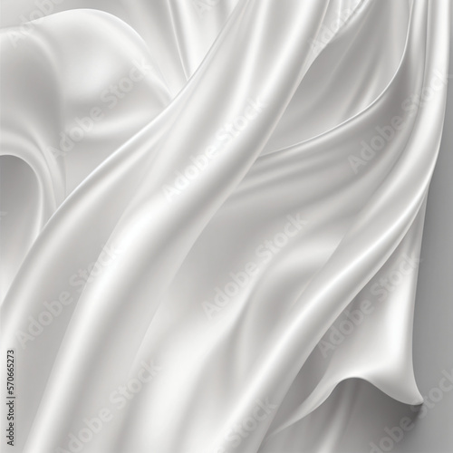 white silk fabric background, white luxury cloth fabric, white wavy satin fabric wallpaper Generative Ai