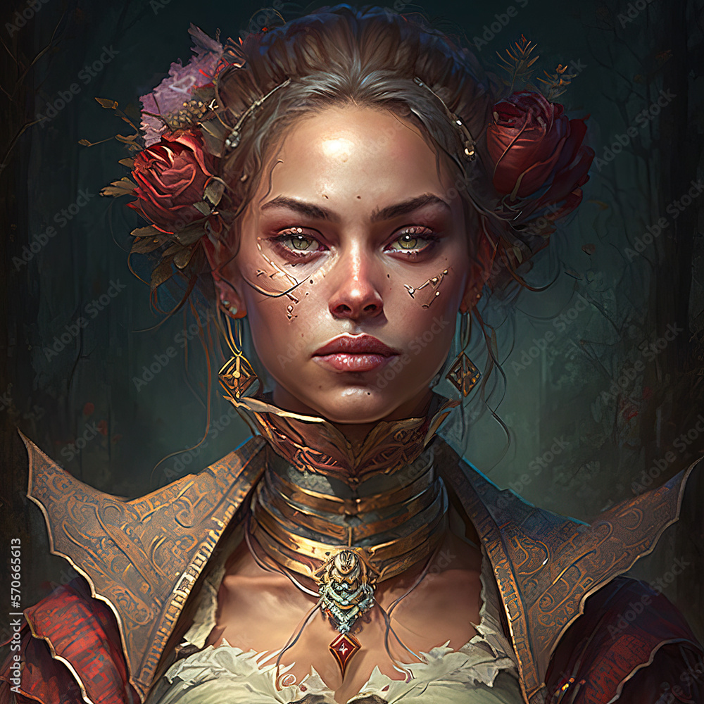 female courtesan character portrait, rpg, fantasy avatar and token ...