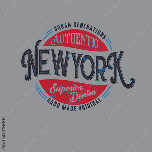 Authentic New York superior Denim grunge typography t shirt print graphic design vector illustration,sign, label,banner, poster,retro, vintage,denim clothing 