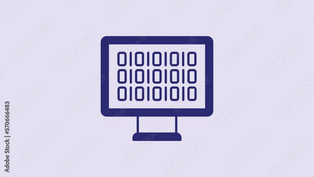 Blue Binary code icon isolated on purple background. 4K Video motion graphic animation Blue Binary code icon isolated on purple background. 4K Video motion graphic animation