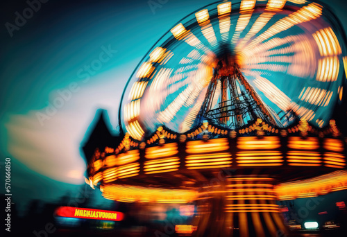 carousel spinning, defocused background. sketch art for artist creativity and inspiration. generative AI 