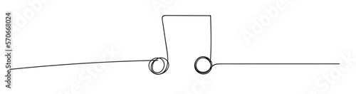 whole note vector illustration, one single continuous line art draw style. Minimalist sign and music symbol.
