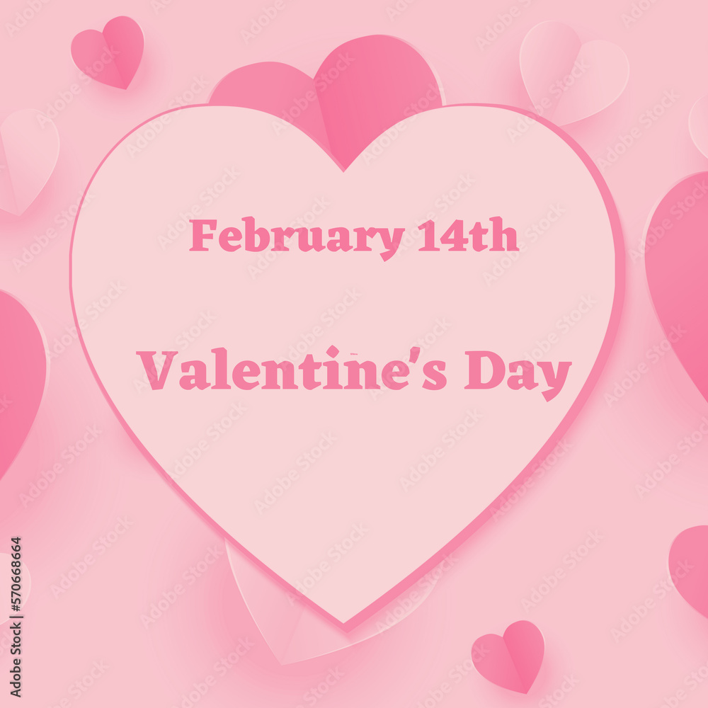 February 14th Valentine's Day Pink Background