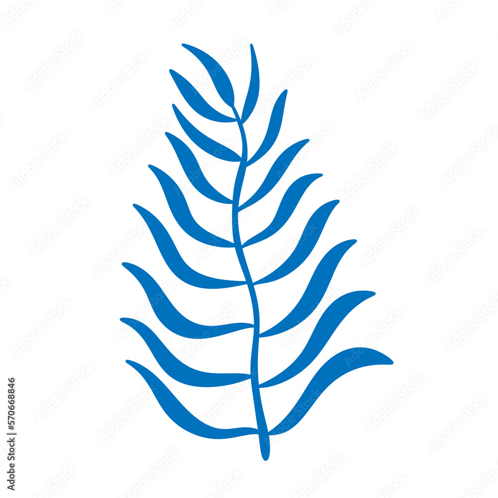 tropical blue leaf icon.