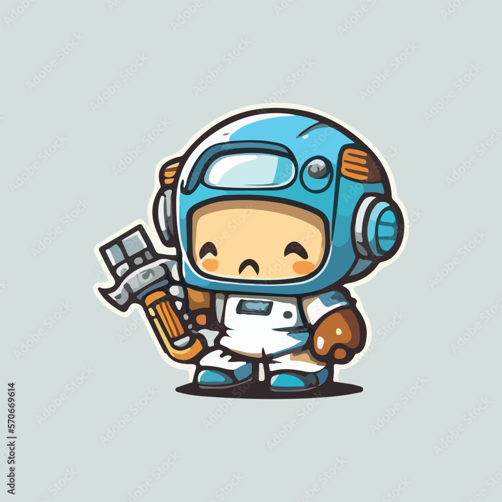 Cute robot astronaut cartoon vector icon illustration