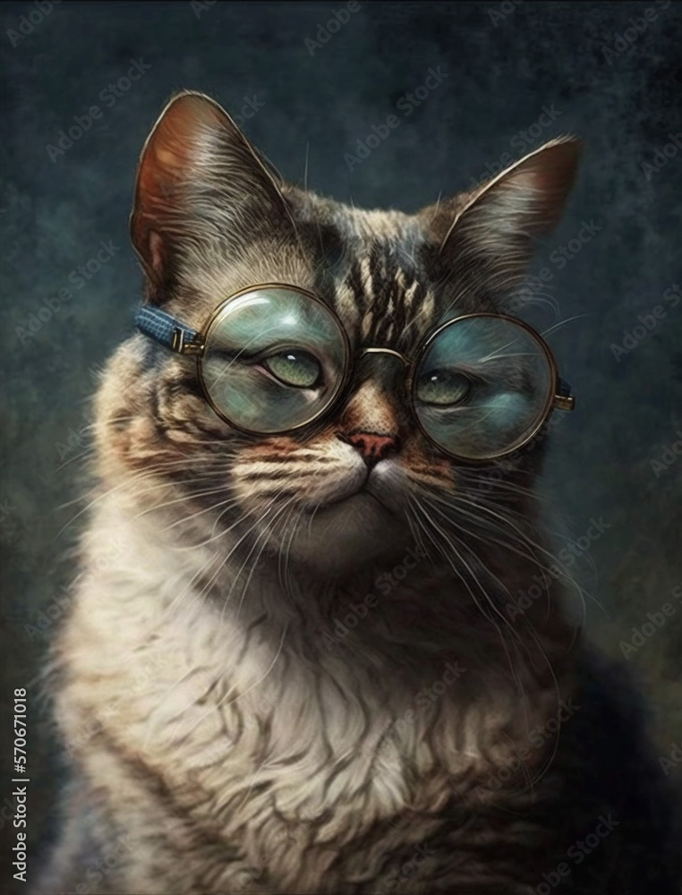 2020s cat wearing glasses