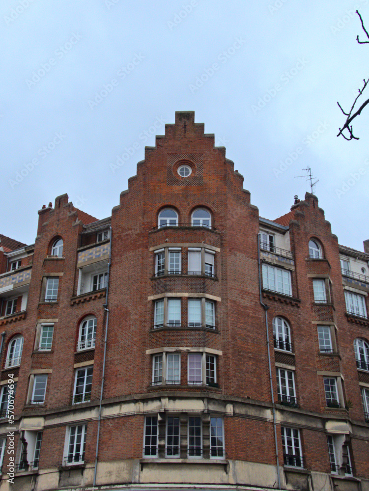Lille, September 2022: Magnificent facades of the buildings of Lille, the capital of Flanders	