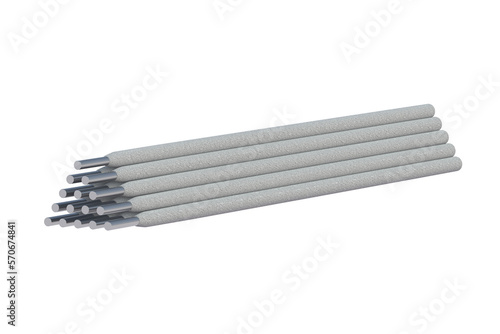 Lot of welding electrodes isolated on white background. 3d render