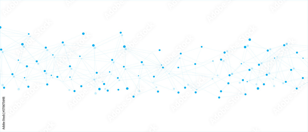 Blue network. Abstract connection on white background. Network technology background with dots and lines for desktop. Ai system background. Abstract concept. Line background, network technology