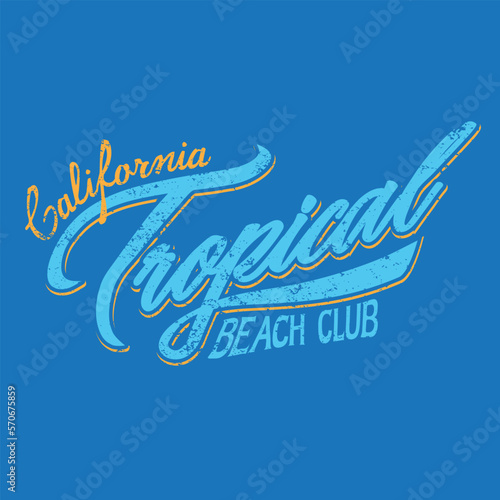California tropical beach club typography t-shirt print design vector graphic illustration