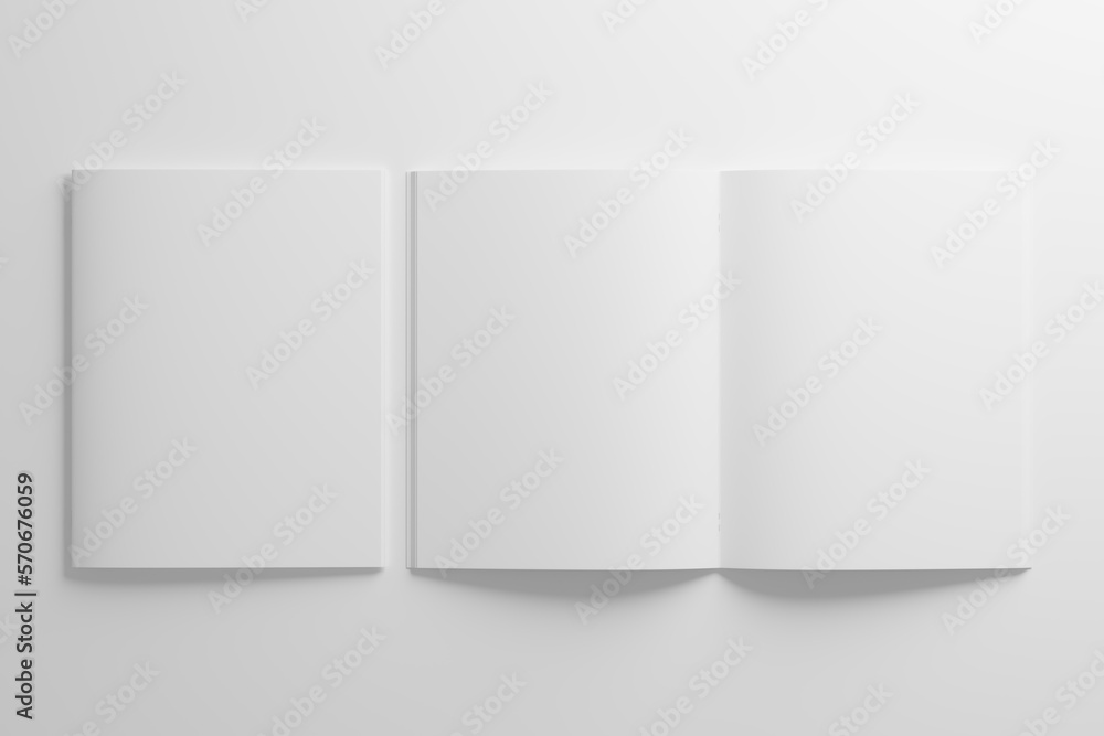 US Letter Brochure Catalog White Blank 3D Rendering Mockup