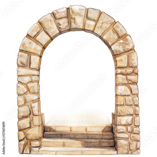 Wallpaper Mural Watercolor elegant stone arch hand drawn with climbing flowers Torontodigital.ca