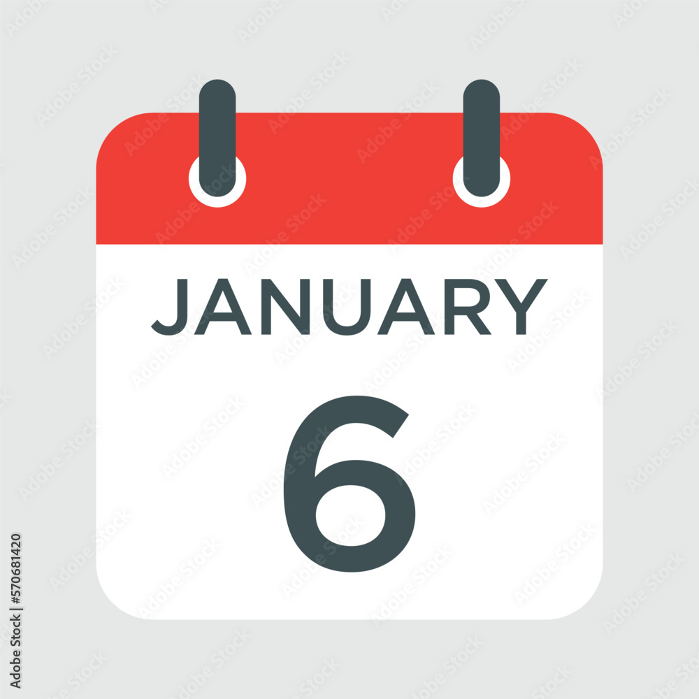calendar - January 6 icon illustration isolated vector sign symbol calendar - January 6 icon illustration isolated vector sign symbol