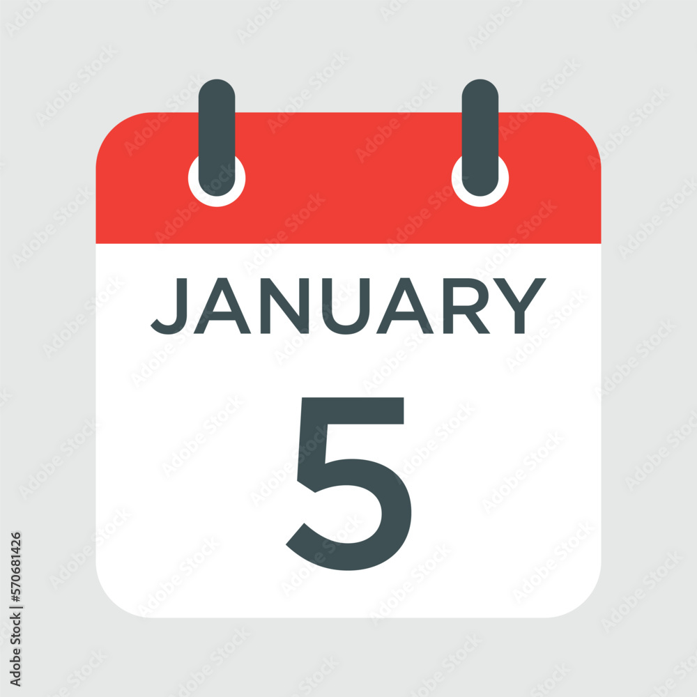 calendar - January 5 icon illustration isolated vector sign symbol calendar - January 5 icon illustration isolated vector sign symbol