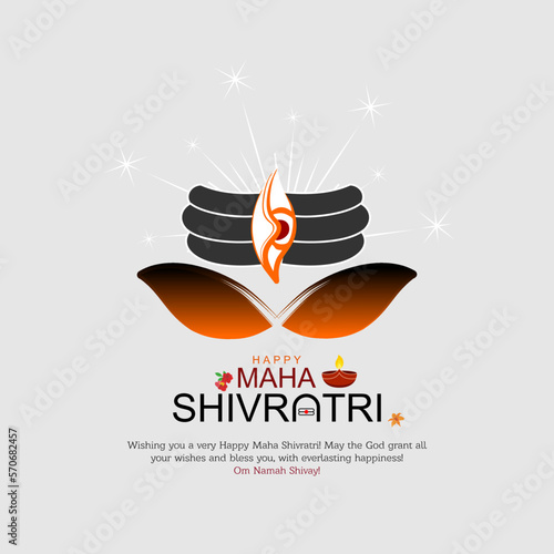 Hindu festival Maha Shivratri. Vector illustration of Shivratri, Maha Shivratri with hindi massage happy maha shivratri