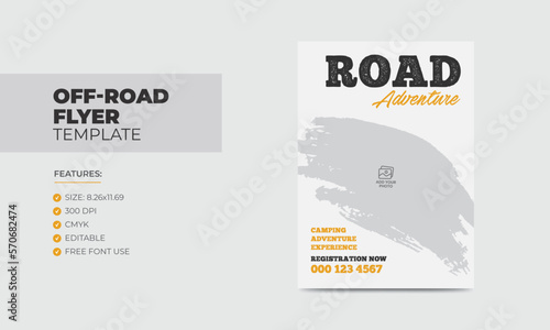Off-road flyer poster template road adventure poster design 
