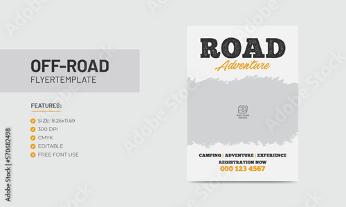 Off-road flyer poster template road adventure poster design 