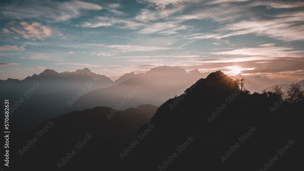 Sunset over Julian Alps