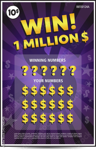instant lottery ticket scratch off vector