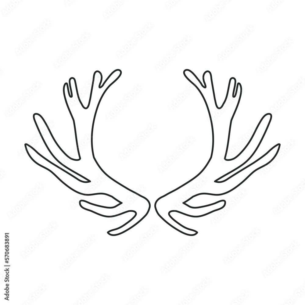 Elk horn vector icon.Outline vector icon isolated on white background elk horn.