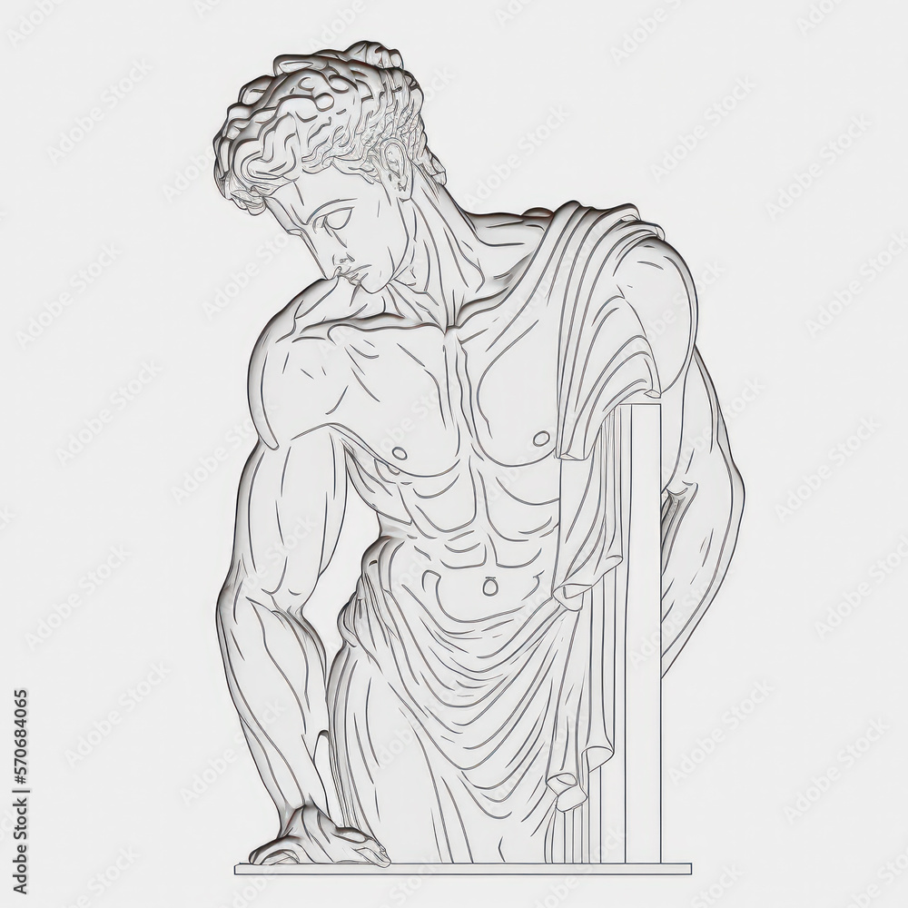 Obraz premium Escultura dios de las artes y la belleza, creada con IA generativa