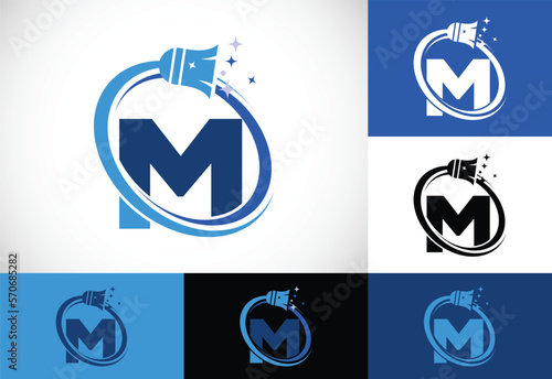 Letter M cleaning service logo design template, Cleaning company logo sign symbol.