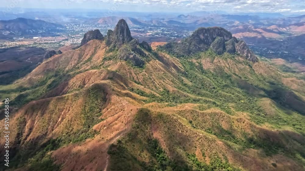 360 Degree: Flying over San Juan de los Morros and surroundings during a beautiful day. Guarico State, Venezuela