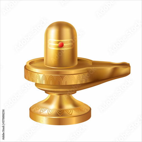 Gold Shiva Lingam (Shivling) isolated on white. Sacred symbol of Bhagwan Shiva. Vector illustration.
