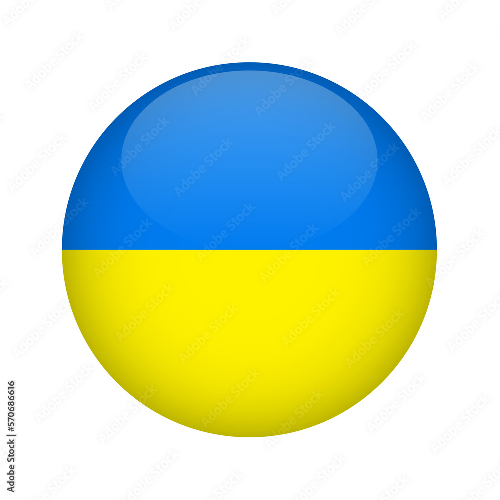 Flag of Ukraine button. Design element for websites, applications. Vector illustration isolated on white background