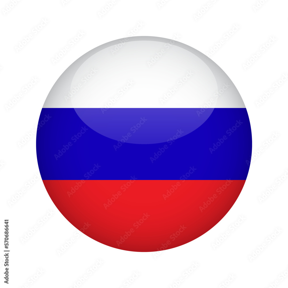 Flag Russian button. Design element for websites, applications. Vector illustration isolated on white background Flag Russian button. Design element for websites, applications. Vector illustration isolated on white background
