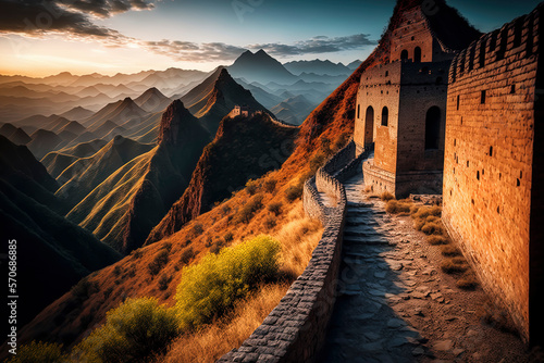 The Great Wall of China: China, Travel photography. AI-Generated