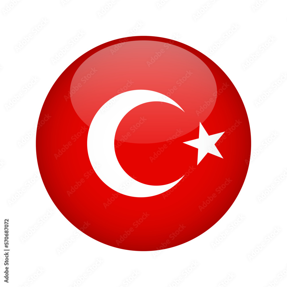 Turkey Flag Button. Design element for websites, applications. Vector illustration isolated on white background Turkey Flag Button. Design element for websites, applications. Vector illustration isolated on white background