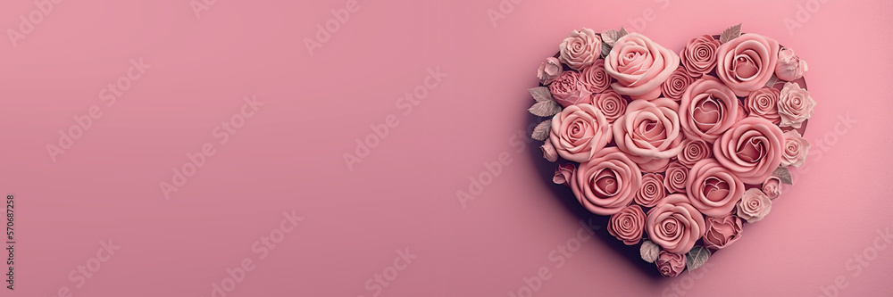 Heart Made out of Roses on a Pink Background with Room for Copy (Created with Generative AI) Heart Made out of Roses on a Pink Background with Room for Copy (Created with Generative AI)
