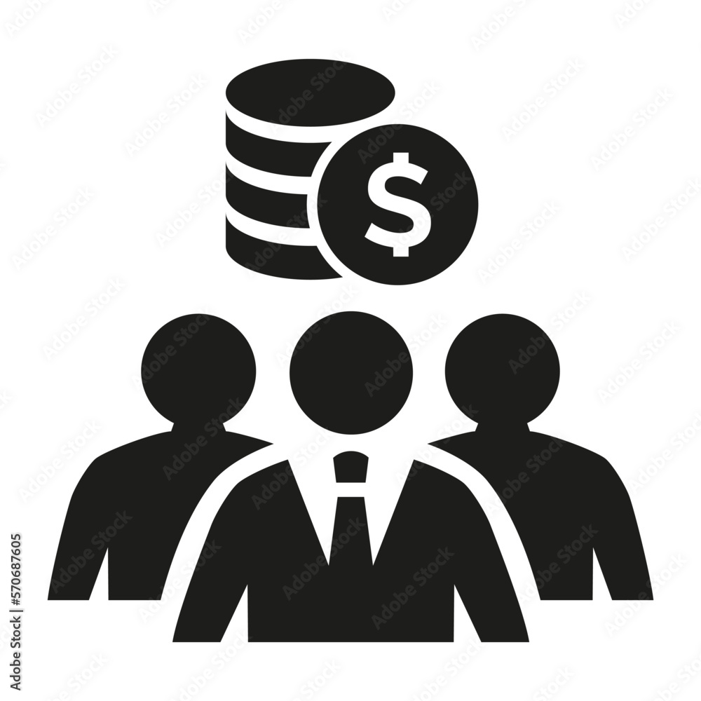 Investors or sponsors team icon on white background. Investors or sponsors team icon on white background.