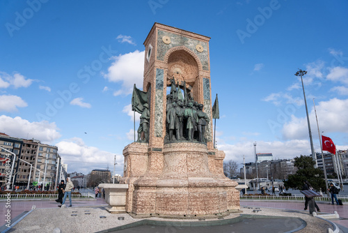 Photography Istanbul, Turkey - February 10, 2023: The Republic Monument is a notable monumen